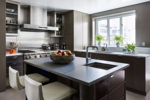 Mahogany, Cerused Oak, Stainless Steel Cabinetry