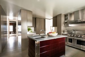 Cerused Oak, Mahogany Island, Stainless Cabinetry