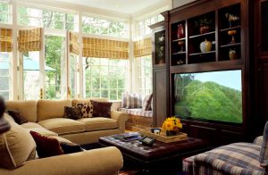 Cherry TV cabinetry and Bench